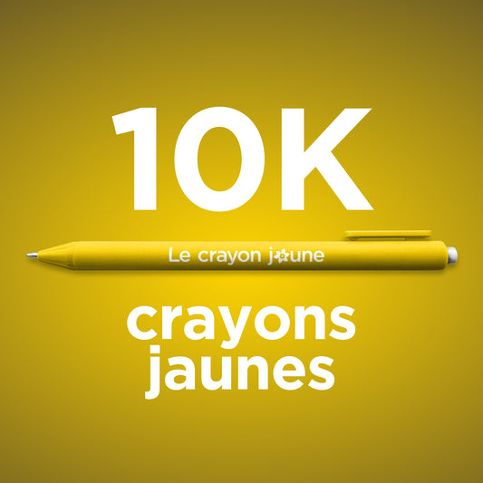 10 000 crayons jaunes. 1,80$/unité