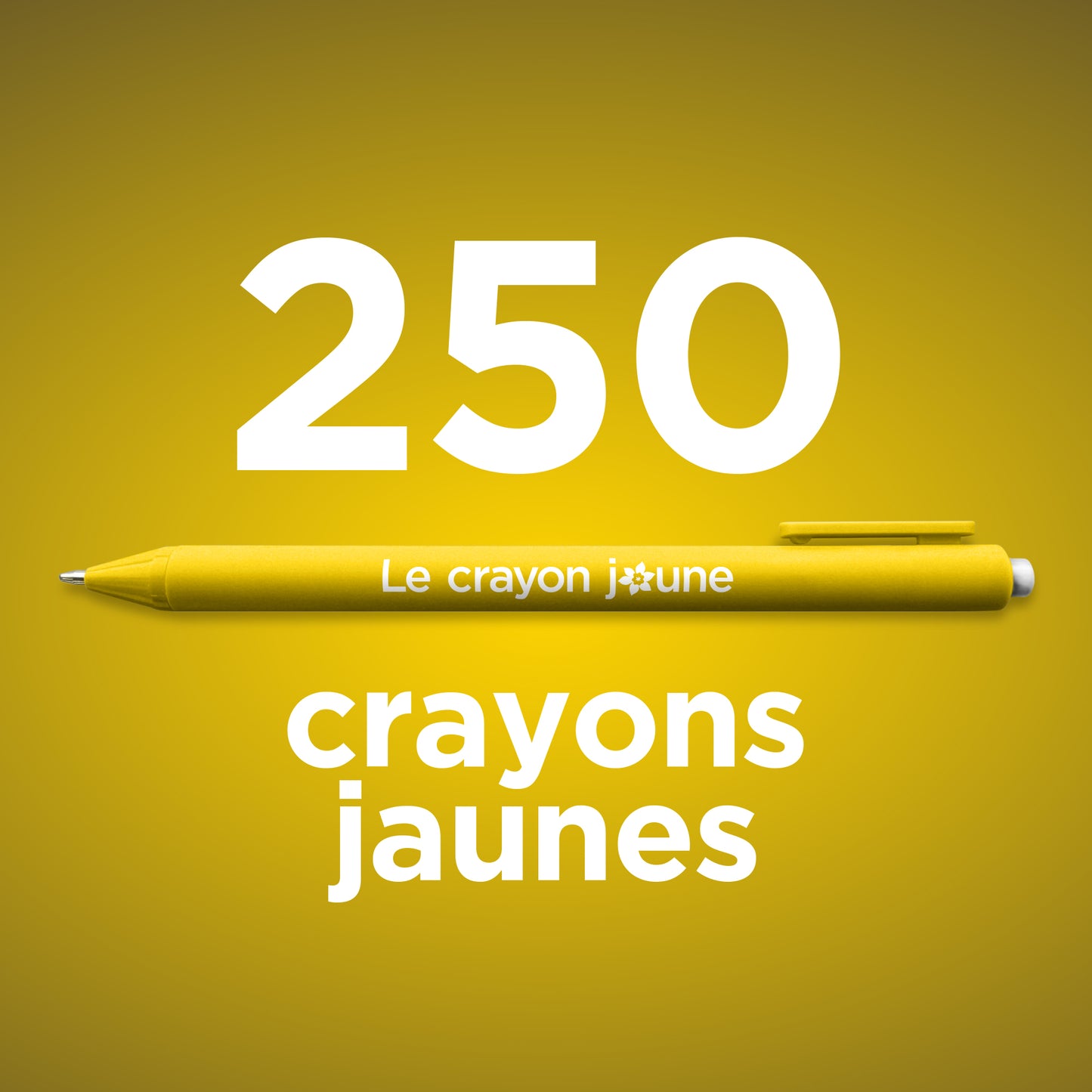 250 crayons jaunes.  1,95$/unité