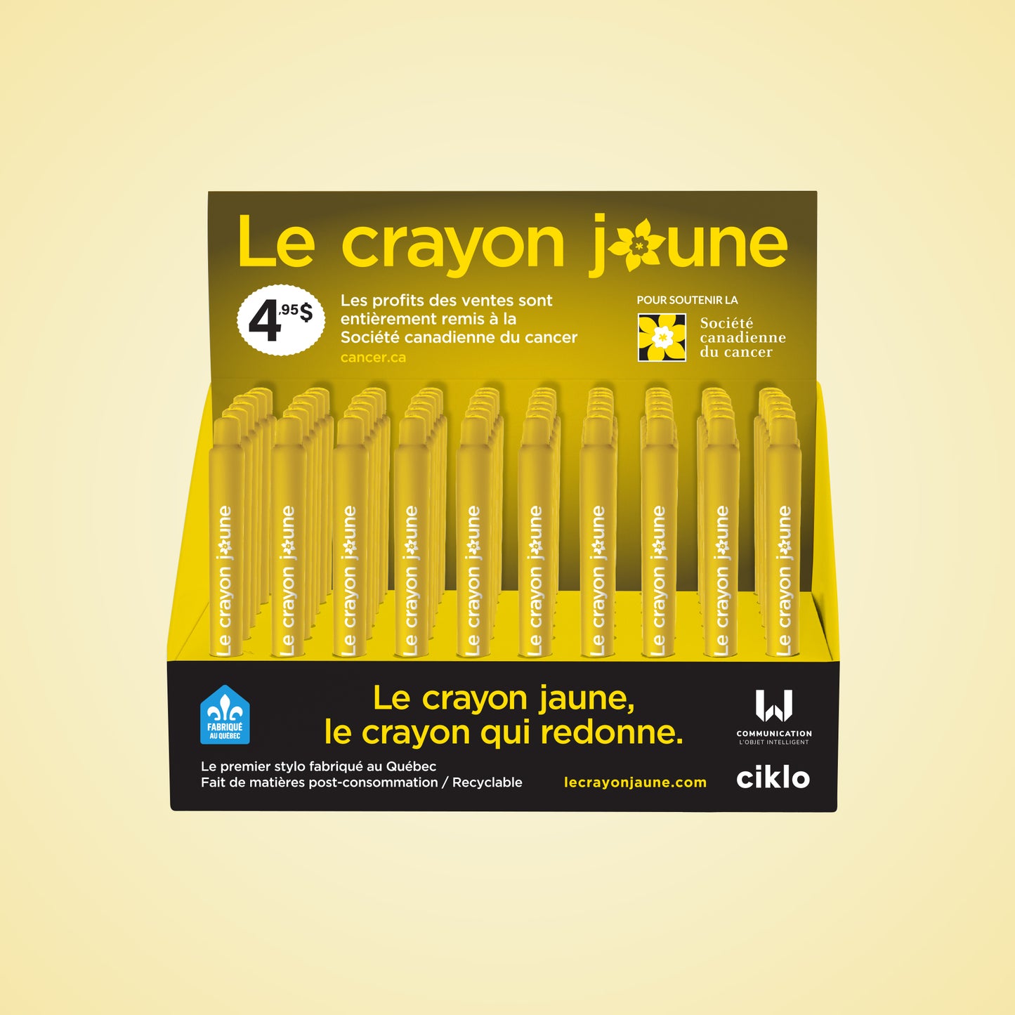 Une boite de  60 crayons jaunes - CIKLO